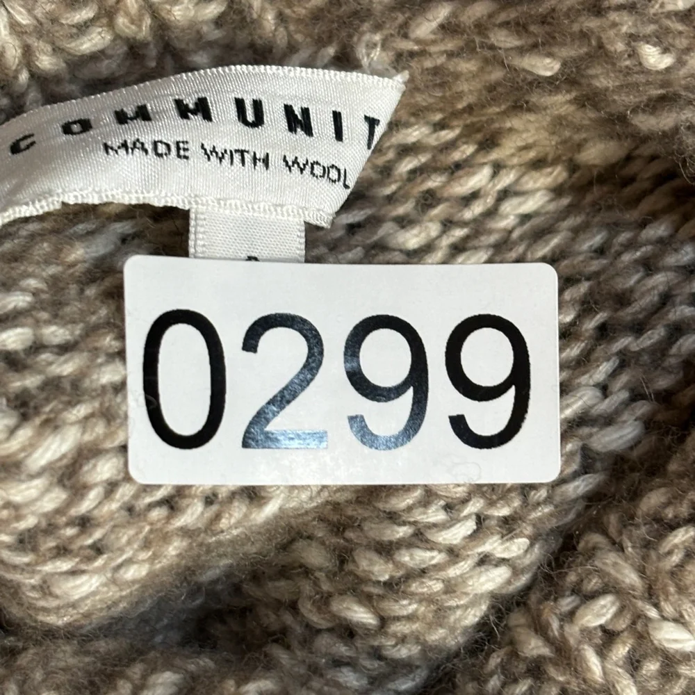 Aritzia Community Sweater Brown White Women’s Small Wool Blend Turtleneck